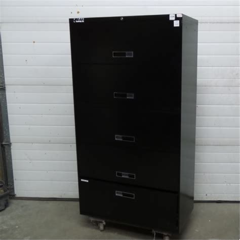 Steelcase Black 5 Drawer Lateral File Cabinet, Locking - Allsold.ca ...