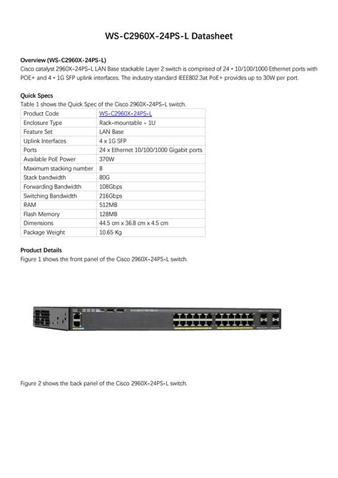 Cisco catalyst 2960x 24ps l datasheet by Router Switch - Issuu