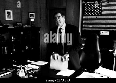 CIA Director Leon Panetta poses in his office at the CIA headquarters ...