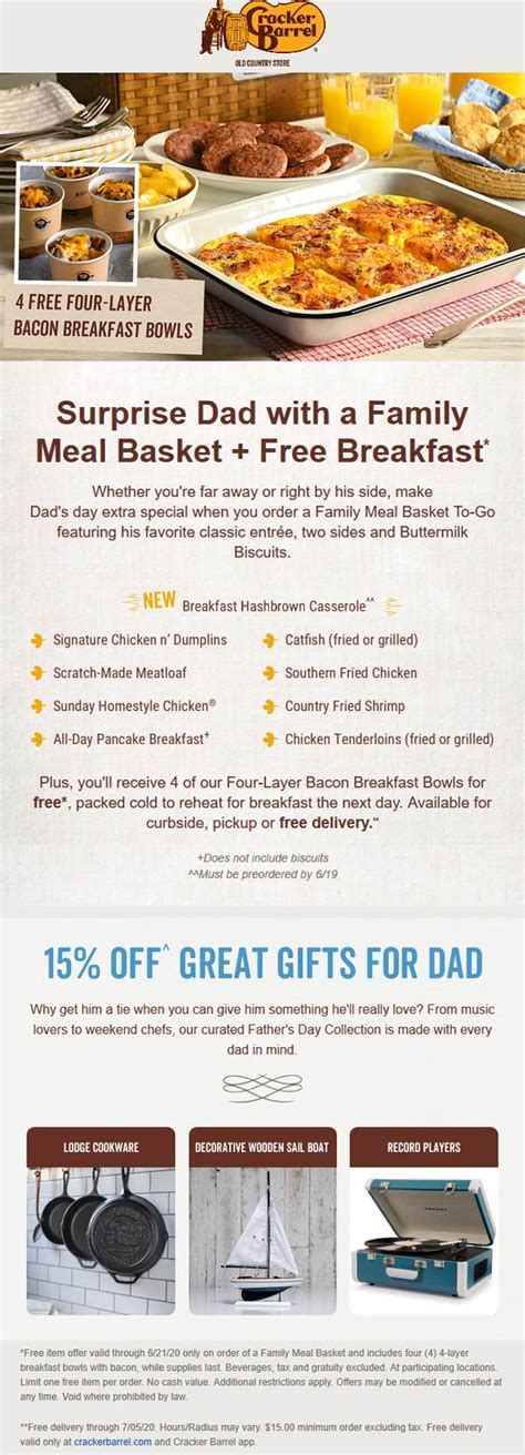 4 bacon breakfast bowls free with your meal basket at Cracker Barrel #crackerbarrel | The ...