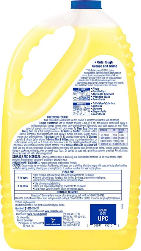 Lysol Disinfectant All Purpose Cleaner, Lemon Scent, 144 oz