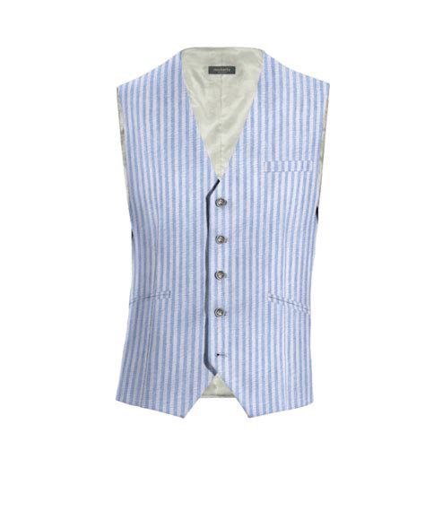 Light Blue striped Seersucker Suit Vest with brass buttons