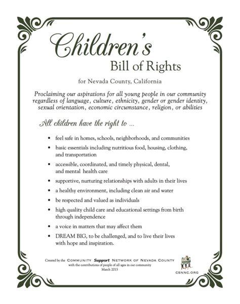 Community Support Network of Nevada County » Children’s Bill of Rights ...