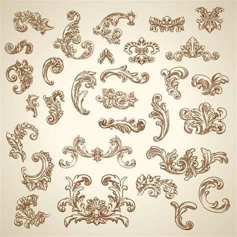 Vintage ornaments with corners vector free download