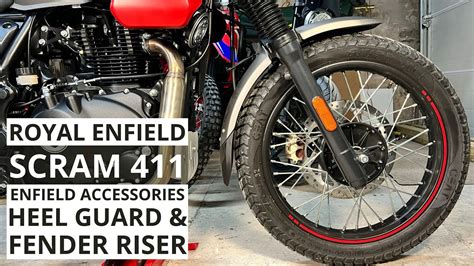 Royal Enfield Scram 411: Enfield Accessories - Heel Guard and Fender Riser 4K - YouTube