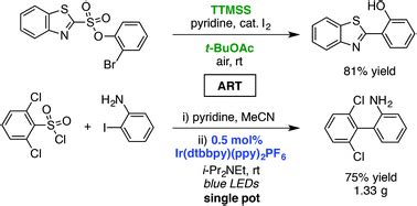 Cross-coupling of sulfonic acid derivatives via aryl-radical transfer (ART) using TTMSS or ...