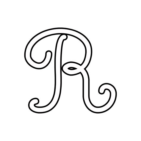 Letters and numbers - Cursive uppercase letter R