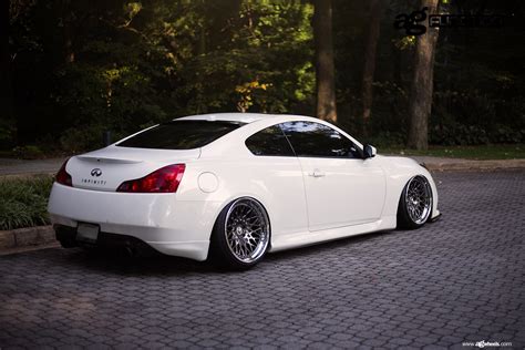 Stanced and Awesome White Infiniti G37 with Blacked Out Grille — CARiD.com Gallery