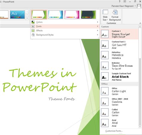 Theme Fonts in PowerPoint 2013