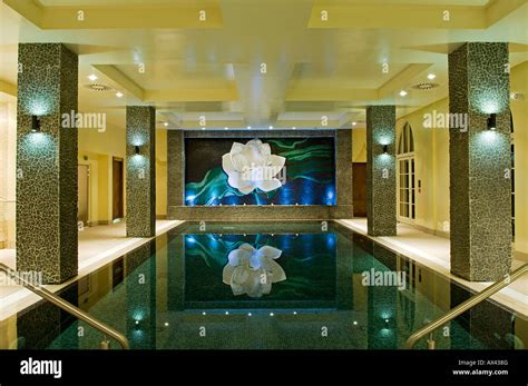 Northern Ireland, Fermanagh, Enniskillen. The indoor swimming pool at Lough Erne Golf Resort has ...