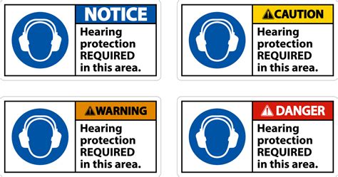 Hearing Protection Required Sign On White Background 11204459 Vector ...