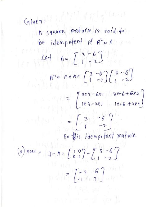 SOLUTION: Idempotent matrix - Studypool