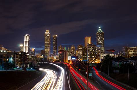 Atlanta Georgia ATL Skyline Cityscape Long Exposure City Lights Photography Wallpaper Background ...