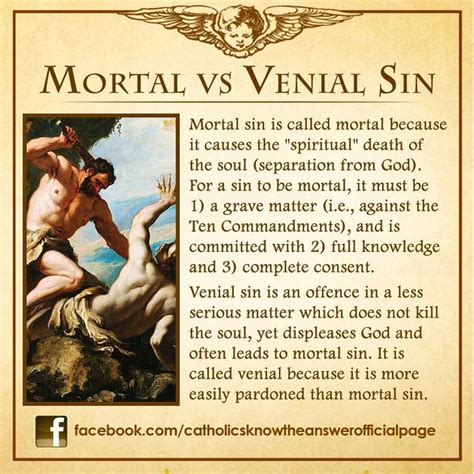 Mortal vs venial sin | Catholic beliefs, Catholic, Catholic catechism