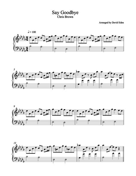 Say Goodbye (Chris Brown) Piano Sheet Music | Sheet music, Piano sheet, Piano sheet music