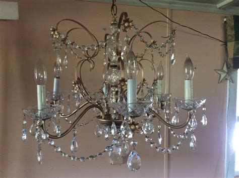 Vintage Large Crystal Chandelier French 6 Lights Crystal Prisms and ...