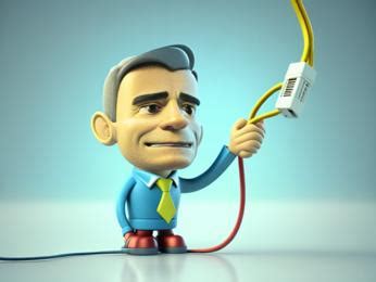 A cartoon character holding a light bulb and a cord Image & Design ID ...