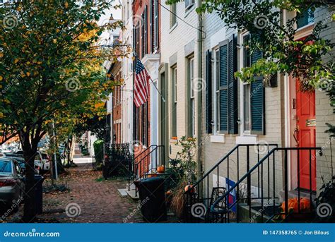 Brick Row Houses in Old Town, Alexandria, Virginia Stock Image - Image ...