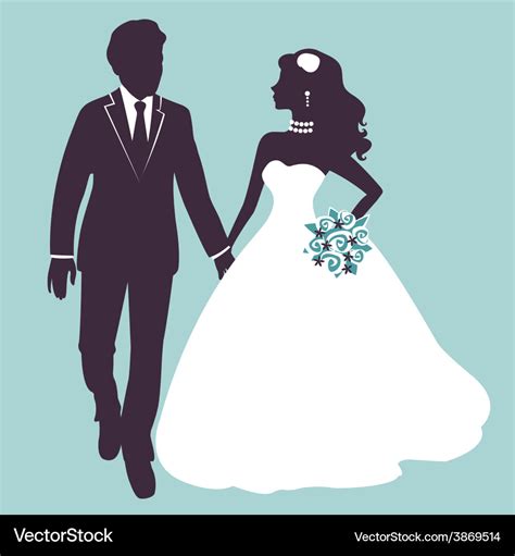 Elegant wedding couple in silhouette Royalty Free Vector