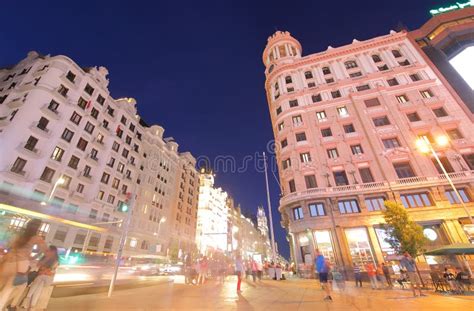 Gran Via Shopping Street Madrid Spain Stock Photo - Image of traffic, business: 154905772