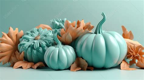 3d Pumpkin And Fall Leaves Powerpoint Background For Free Download ...