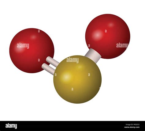 A molecule of sulfur dioxide. SO2 3D formula. Vector illustration ...