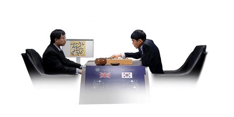 AlphaGo and Lee Sedol playing Go