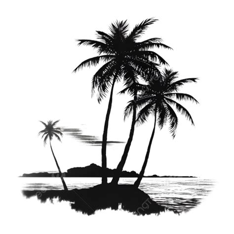 Coconut Tree Silhouette Black Illustration, Coconut Tree, Silhouette, Trees Coconut Tree PNG ...