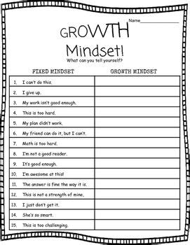 Growth Mindset Worksheet | Growth mindset classroom, Teaching growth mindset, Growth mindset lessons