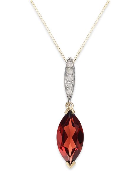 Lyst - Macy'S Garnet (2 Ct. T.w.) And Diamond Accent Pendant Necklace In 14k Gold in Metallic