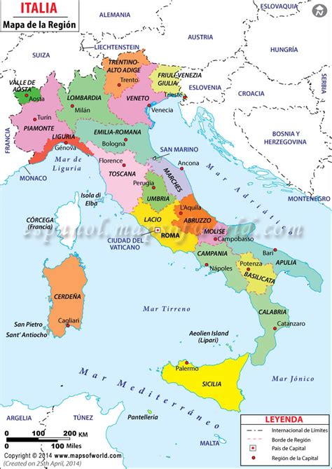 Mapa de Italia Por Regiones | Regiones de Italia