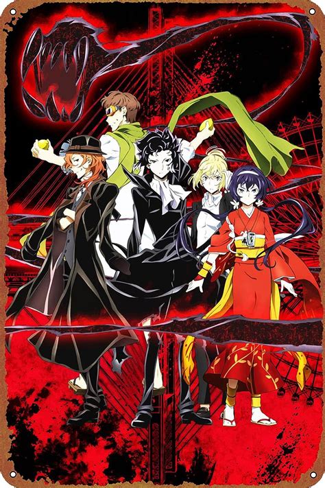 Amazon.com: Bungo Stray Dogs Movie Poster Retro Metal Tin Sign Vintage Wall Decor Signs Metal ...