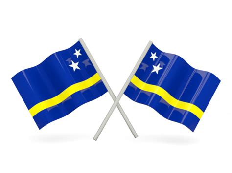 Two wavy flags. Illustration of flag of Curacao