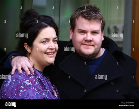 James Corden and Ruth Jones outside the BBC Radio 1 studios London ...