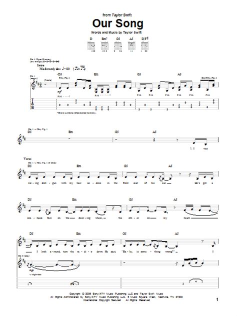 Our Song by Taylor Swift - Guitar Tab - Guitar Instructor