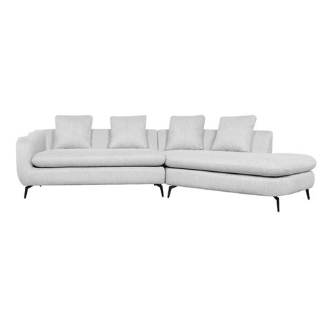 Corner Sofa + Chaise, Right : Fabric, Light Grey - T&C