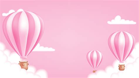 A hot air balloon on the pink background. Cute pastel children ...