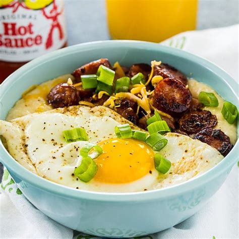 Cheese Grits Bowls with Smoked Sausage - Spicy Southern Kitchen