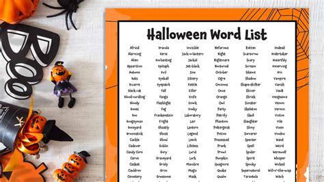 225 Halloween Words for Kids (Free Printable List and Cards!)