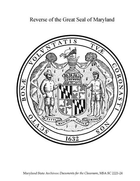 USA-Printables: Maryland State seal reverse Coloring Page - State of Maryland Coloring Pages