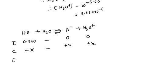 SOLVED: An unknown weak acid with a concentration of 0.440 M has a pH ...