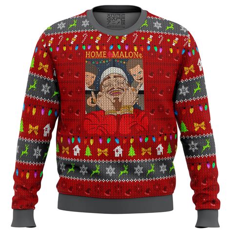 Home Malone Meme Ugly Christmas Sweater - Anime Ape