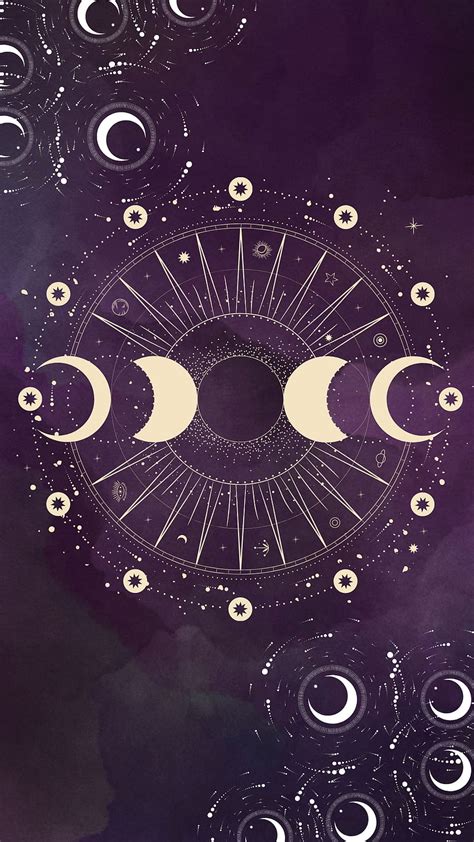 Moon phases, spell, art, close-up, watercolor, pagan, purple, wiccan ...