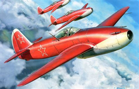 Free Wallpapers art clouds yakovlev yak-15 feather soviet air force picture