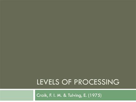 Levels of Processing.pdf | Lecture notes Design | Docsity