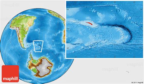 Physical Location Map of South Georgia and the South Sandwich Islands