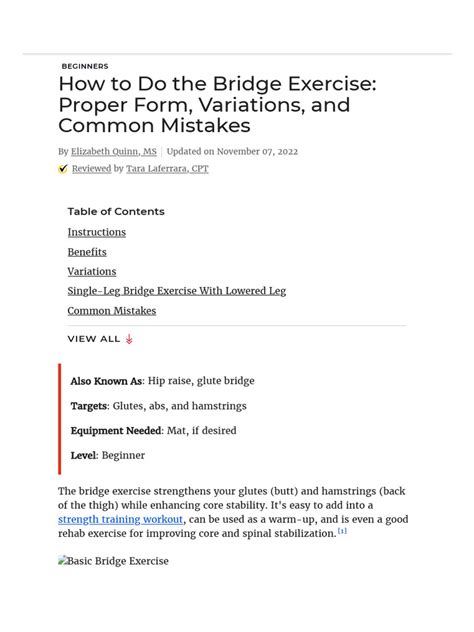 How to Do the Bridge Exercise_ Benefits and Variations | PDF