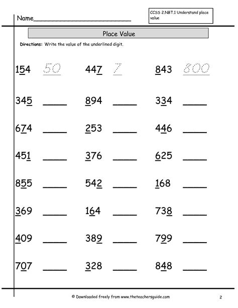 activities place value | place value worksheet students write the value ...