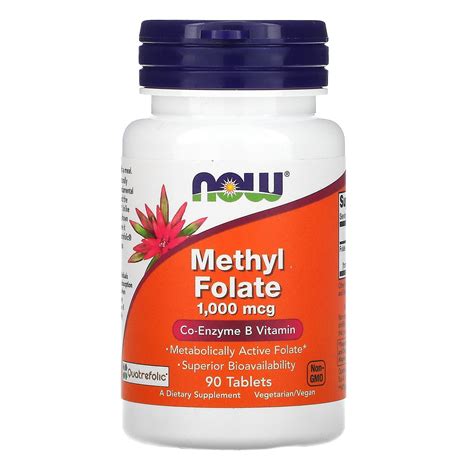 Now Foods Methyl Folate, 1,000 mcg, 90 Tablets - Walmart.com - Walmart.com