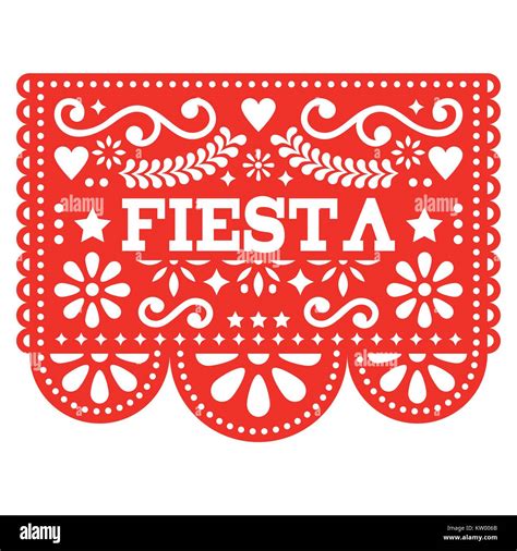 Mexican Fiesta Papel Picado vector design in red - party garland paper ...